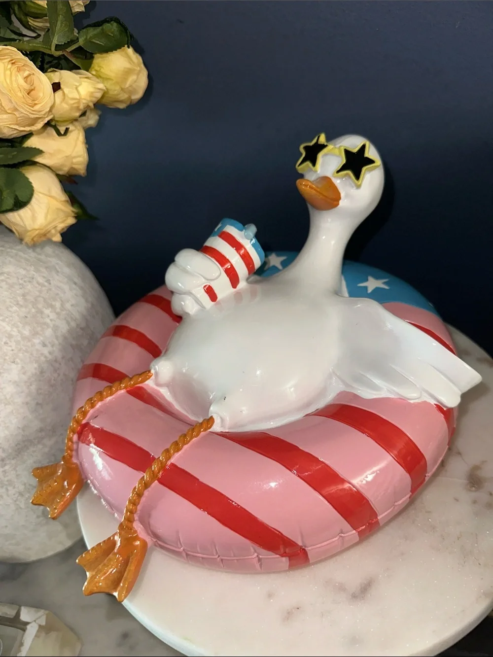 Patriotic Inflatable Duck Bird Float Figurine - Pink / Red